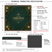 Tapis de jeu de mahjong silencieux épaissi de 3 mm, motif arbre de Noël, en caoutchouc antidérapant, imperméable et durable