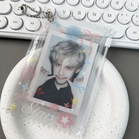 Sac à fermeture éclair en PVC en forme de flocon de neige avec motif papillon mignon, boîte de rangement pour cartes photo de 3 pouces, sac de présentation pour badges Kpop