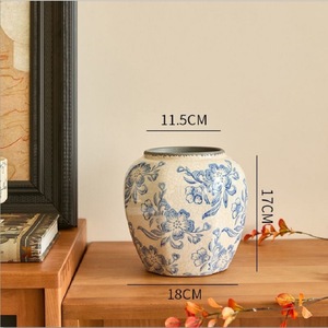 <span class=keywords><strong>Vase</strong></span> de table floral artisanal en porcelaine de Jingdezhen bleu et blanc, cuit à haute température, style traditionnel chinois, pour mariage et Pâques - Product Image 3