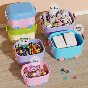 Giocattolo per bambini e scatola per Snack con ruote a tema cartone animato per l'organizzazione di vestiti e blocchi di costruzione per bambini - Product Image 3