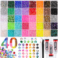 60 compartiments 3mm Résine Jelly Strass plats multicolore AB éclat boîte empilable DIY loisirs