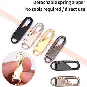 Tirette de <span class=keywords><strong>fermeture</strong></span> <span class=keywords><strong>éclair</strong></span> métallique amovible universelle pour la réparation et le remplacement, idéale pour le bricolage, la maroquinerie, les sacs, les vêtements et les fournitures de quincaillerie. - Product Image 4
