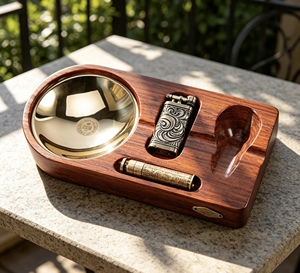 Cendrier pratique et portable pour voiture, écologique, amusant, vintage, avec logo personnalisé, en métal, bois, verre, pour cigares et cigarettes - Product Image 1