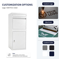 Boîte à colis autoportante moderne pour extérieur, étanche, verrouillable, en acier, avec double compartiment pour lettres et colis