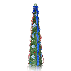 Nouveau produit de Noël 2025, arbre de Noël pliable de 1,8 m avec ruban décoratif pour la décoration de fête et cadeau pour les événements de vacances - Product Image 2