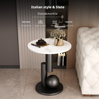 Table d'appoint ronde en marbre de luxe léger, table d'appoint de canapé moderne et minimaliste pour salon, usage domestique, multifonctionnelle, facile à nettoyer