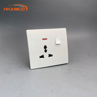 Interruptor de Luz Curvo con Acabado Cepillado, Diseño 2025, Enchufe Blanco BS1363 de 3 Vías y 20A, Material de PC con NFC para Decoración del Hogar y Hoteles