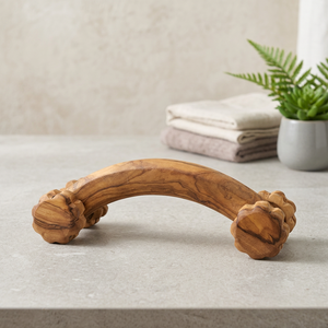 Olive Wood 4-Wheel Back Roller <b>Massager</b> Handmade Antique Imitation Mediterranean Art Collectible Manual-wired Control - Product Image 2
