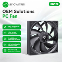 Ventilateur de boîtier PC SNOWMAN BK120 120mm noir sans LED, 1000 tr/min, Molex 4 broches Daisy, 12V DC, économique, vente en gros