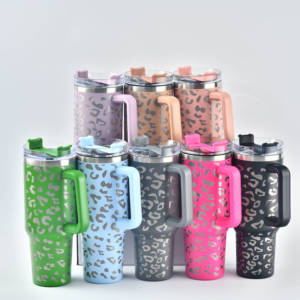 Vaso Térmico de Acero Inoxidable con Asa, Diseño Leopardo, 40 Oz, Versión 1.0, Estilo Viaje, para Coche, de la Marca Us Warehouse, 2023 - Product Image 1