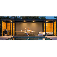 Moderne Classique 3x4m Pergola en Aluminium Étanche Gazebo Stores Mur LED Terrasse Jardin Pavillon Extension Mirador Balcon 4x4
