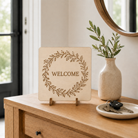 Plaque décorative en bois de peuplier gravée au laser et imprimée UV personnalisée avec surface lisse pour la décoration murale de la maison, les mariages et les événements