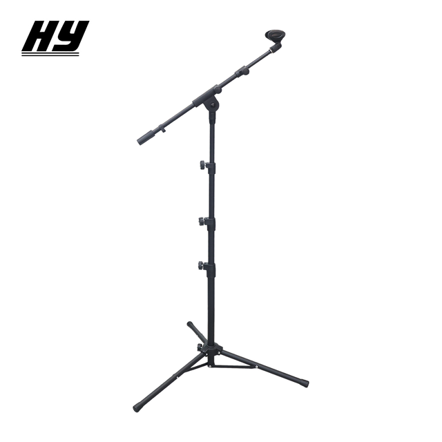 HUAYUN Premium Quality Durable Metal Microphone Stand Height Adjustable Boom Arm Foldable Black Professional Singers Musicians