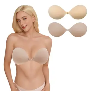 Stick On Bra Wholesale Breathable Sexy Self Adhesive Available Round Strapless Invisible Seamless Breast Lift Bra For Dress