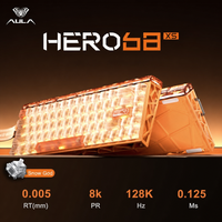 Clavier de jeu AULA Hero68 XS à interrupteurs magnétiques, sans fil, tri-mode, pour esports, 0,005 mm, 8 kHz, 0,125 ms, déclenchement rapide