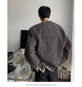 <span class=keywords><strong>Giacca</strong></span> Casual lavorata a maglia allentata di piccola fragranza di lusso leggera da <span class=keywords><strong>uomo</strong></span> con risvolto scozzese <span class=keywords><strong>in</strong></span> <span class=keywords><strong>Tweed</strong></span> retrò - Product Image 5