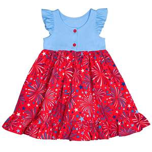 Nouvelles robes de boutique pour filles, vêtements pour enfants populaires en gros, vêtements pour bébés filles du 4 juillet - Product Image 4