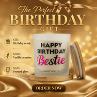 1 Wick Bestie Geburtstagsgeschenkset für Frauen – Sojakerze mit Vanille-Lavendel-Duft in Zylinderform, fertige Geschenkbox für Freundinnen und Schwestern
