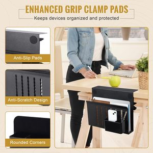 Organisateur de bureau latéral en acier, support pour ordinateur portable à fixation par pince avec porte-<span class=keywords><strong>stylo</strong></span> magnétique - Product Image 5