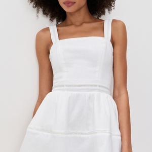 ชุดเดรสลำลองคล้องคอสีขาวขนาดเล็กของผู้หญิงชุดเดรสลำลองผ้าทอและซักได้ - Product Image 2