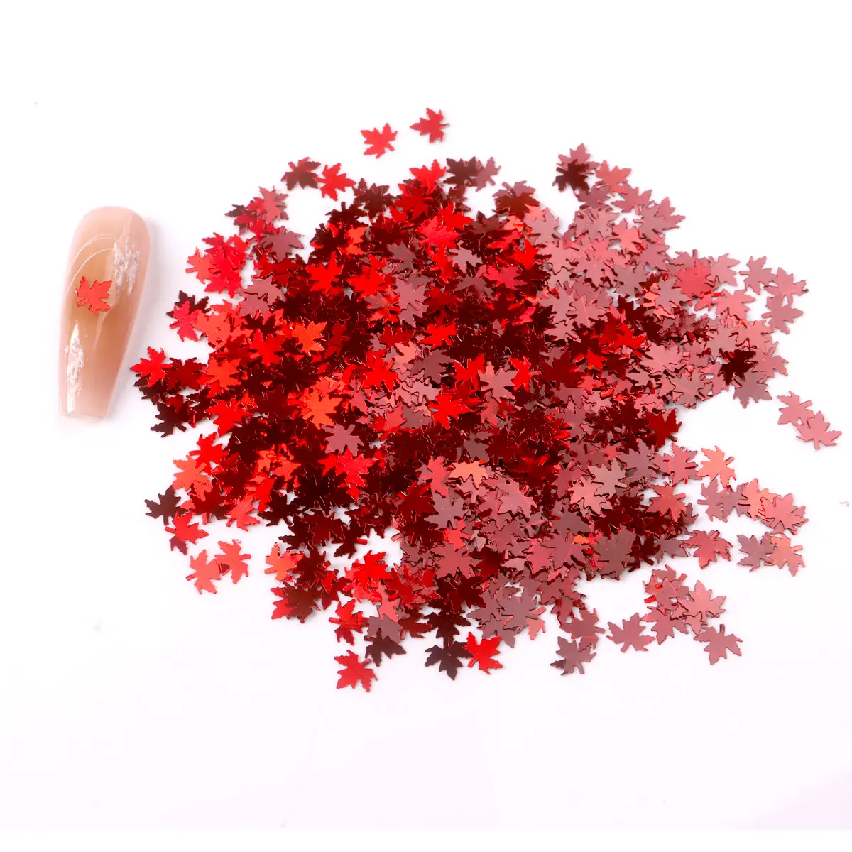 TSZS autunno foglia glitterata paillettes per unghie Flash scintillio per unghie autunno 3D rosso foglia d'acero fiocchi olografici per Nail Art