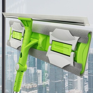 Raclettes de fenêtre télescopiques à long manche essuie-glace double face avec <span class=keywords><strong>balai</strong></span> anti-poussière à tête rotative pour le nettoyage des vitres - Product Image 2