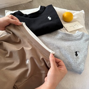 Children's Long Sleeve T-Shirt Cotton Knitted Solid Color Autumn Base Layer Top For Boys Kids Gray Black Khaki Off White - Product Image 3