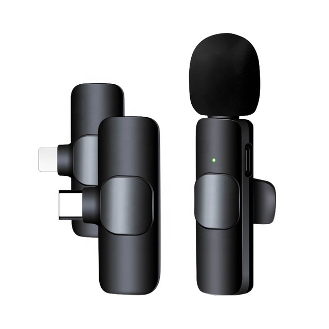 In Stock 2.4Ghz Rechargeable Long Range Professional Mini Mic Wireless Collar Lapel Lavalier Microphone for iphone Android Phone