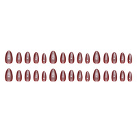 Autocollants pour ongles œil-de-chat rouge cerise, couleur unie simple, faux ongles réutilisables, style européen et américain élégant, nail art d'automne