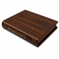 Ensemble de 5 sous-verres de luxe faits à la main en forme de livre en noyer avec support, gravure laser BEVERAGES I V, pour la décoration de bar à domicile ou de mariage