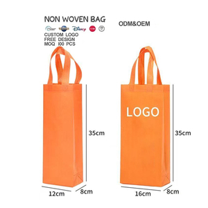 Sacs porte-bouteilles de vin en tissu non tissé personnalisés OEM/ODM avec poignées, couleur personnalisée, durables et réutilisables pour bouteilles de vin - Product Image 1