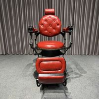 Fauteuil de barbier hydraulique inclinable, fauteuil de salon rétro pour hommes, 360° °   Chaise de coiffure pivotante et réglable en hauteur pour coupe de cheveux, permanente et coloration