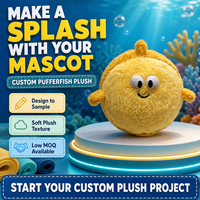 Peluche personnalisée mignonne en forme de poisson-bouffant jaune, jouet en peluche doux, figurine de personnage en peluche, OEM ODM, faible MOQ, cadeau, vente en gros