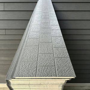 Panel Sándwich Metálico Aislado de PU con Relieve Estampado en Plata de Ley <span class=keywords><strong>para</strong></span> Uso Exterior, Resistente al Fuego y al Agua, Ecológico, de Fábrica - Product Image 1