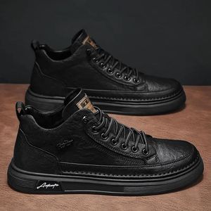 New Summer Men's Trendy All-Match Black PU Sports Casual <b>Sneakers</b> Breathable <b>Waterproof</b> Korean Walking Style Shoes - Product Image 2