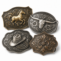 Boucle de ceinture personnalisée en métal, style western cowboy, avec crâne de Longhorn et cheval de rodéo, finition bronze antique, souvenir, cadeau, vente en gros