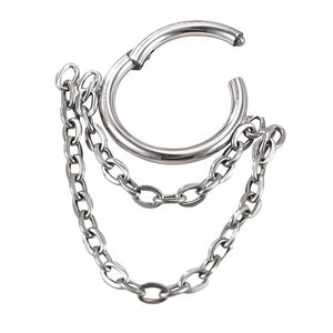 Khuyên Xỏ Lỗ Tròn Bằng Thép Không Gỉ 316L Với Dây Chuyền Nhiều Lớp Khuyên Mũi Khuyên Tai Sụn Khuyên Núm Vú Trang Sức Xỏ Lỗ Cơ Thể - Product Image 3