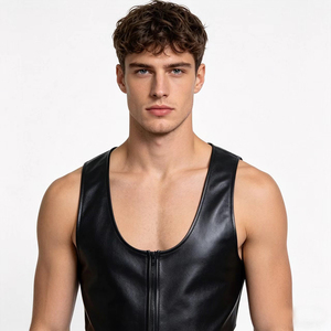 Combinaison érotique pour <span class=keywords><strong>homme</strong></span>, veste en cuir, body, gilet en similicuir PU, corset tendance, <span class=keywords><strong>costume</strong></span> de scène pour club - Product Image 1