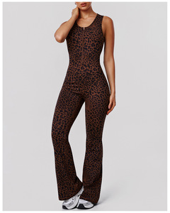 <span class=keywords><strong>Tuta</strong></span> intera da <span class=keywords><strong>donna</strong></span> <span class=keywords><strong>leopardata</strong></span> a zampa, sexy, senza schienale, per yoga, con reggiseno imbottito e effetto push-up - Product Image 2