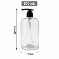 Flacon distributeur de savon 500 ml, en PET, à épaule ronde, avec pompe à débit large, vide, pour lavage des mains et lotion corporelle, emballage OEM