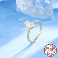 Dernières bagues de fiançailles en argent sterling S925 avec un grand zircon cubique de forme marquise étincelant pour femmes, bijoux de mariage