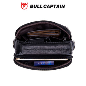 กระเป๋าหนังแท้คุณภาพสูง BULLCAPTAIN สำหรับผู้ชาย กระเป๋าสะพายข้างทรงวินเทจขนาดใหญ่ หนังวัวแท้ ดีไซน์พกพาสะดวกพร้อมซิป - Product Image 4