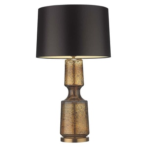 Lámpara de mesa de cristal texturizado vintage con pantalla de tela | Opciones de color retro humo, ámbar, <span class=keywords><strong>verde</strong></span> esmeralda - Product Image 4