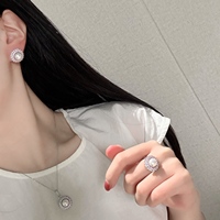Bunga Matahari Valentine 3  Set Perhiasan, Kalung Anting Cincin, Mutiara Air Tawar Budidaya 9-10mm Bertatahkan Zirkonia Kubik
