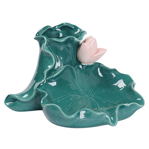Ruijie Ceramic Toothbrush <b>Holder</b> Leaf Shape <b>Soap</b> <b>Dish</b> Self Drain Bathroom Accessory - Product Image 5