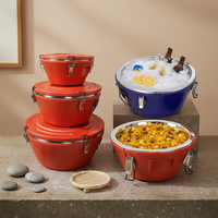Boîte isotherme en acier inoxydable, ensemble de 3 pièces, 15L/26L/36L, chauffe-plats et refroidisseur avec poignées, design moderne et minimaliste