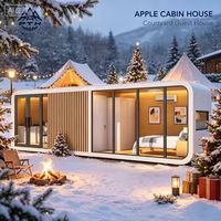 Maisonnette modulaire festive à assembler rapidement, avec deux chambres, cuisine et salle de bain, pour suites d'hôtes de Noël