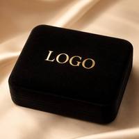 Boîte à collier en velours noir écologique en gros, étui de présentation de bijoux personnalisé avec logo d'usine pour chaîne de perles et bague