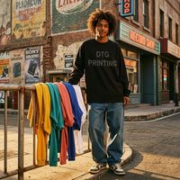 T-shirt Homme Oversize à Manches Longues en Coton Lourd 220 GSM avec Logo Personnalisé, Épaules Tombantes, Style Vintage, Impression DTG, Streetwear Vierge