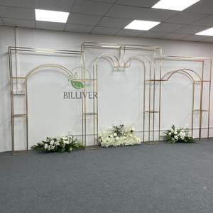 Yapay olay dekorasyon sahne malzemeleri parti altın paslanmaz çelik çerçeve çiçek standı düğün kemer boru örtü zemin - Product Image 6
